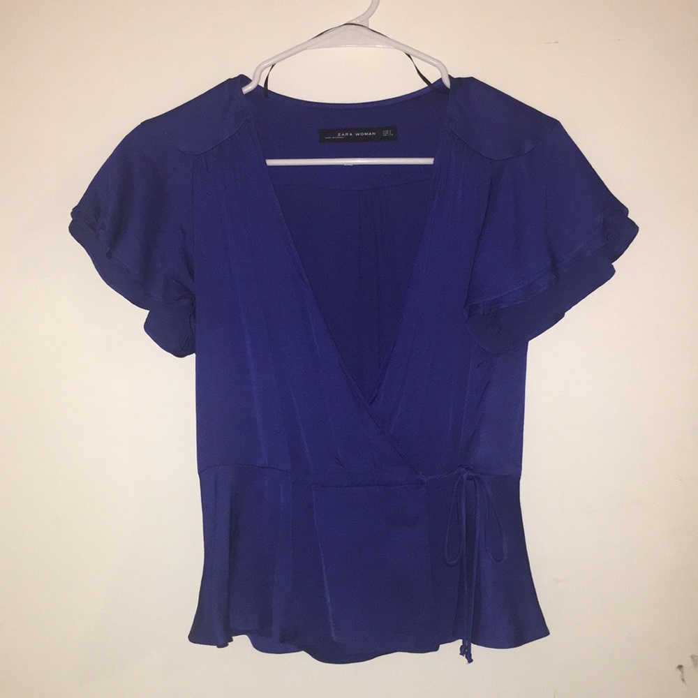 Blue wrap top
